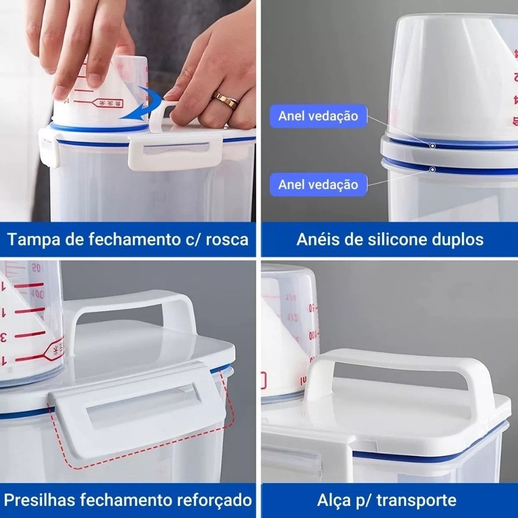 Kit com 2 potes hermético 2.5 ml com copo medidor
